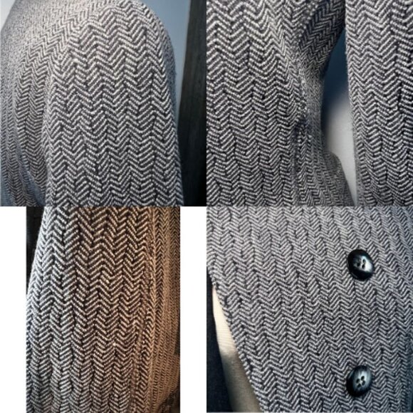 ARMANI COLLEZIONI Wool Herringbone Blazer Jacket Asymmetrical Buttons Size 4 - Picture 12 of 16